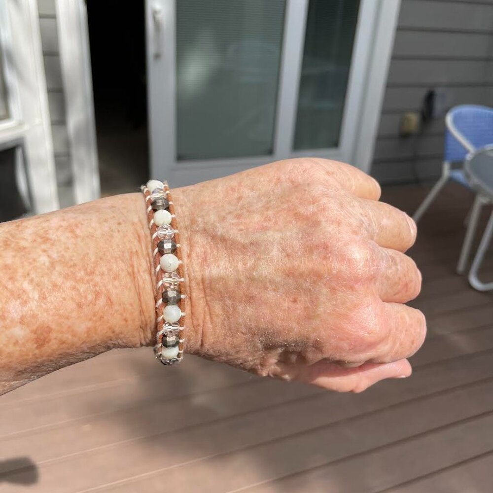 CHAN LUU BRACELET WRAP BEAD GREY WHITE